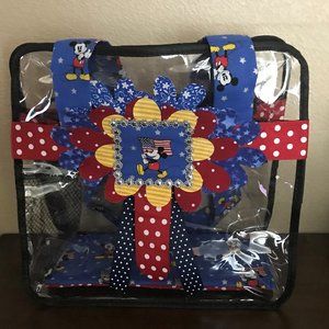 Hand-Decorated Clear Stadium Approved Tote in Patriotic Mickey Mouse Theme